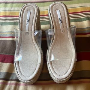NWT Zara clear wedge heels size 38 (7-7.5 US)